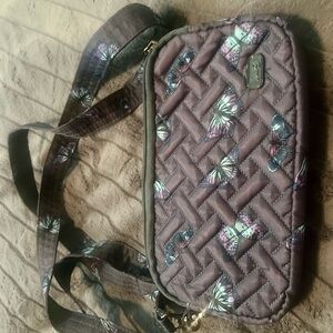 Lug Quilted Crossbody Bag with Butterfly Design